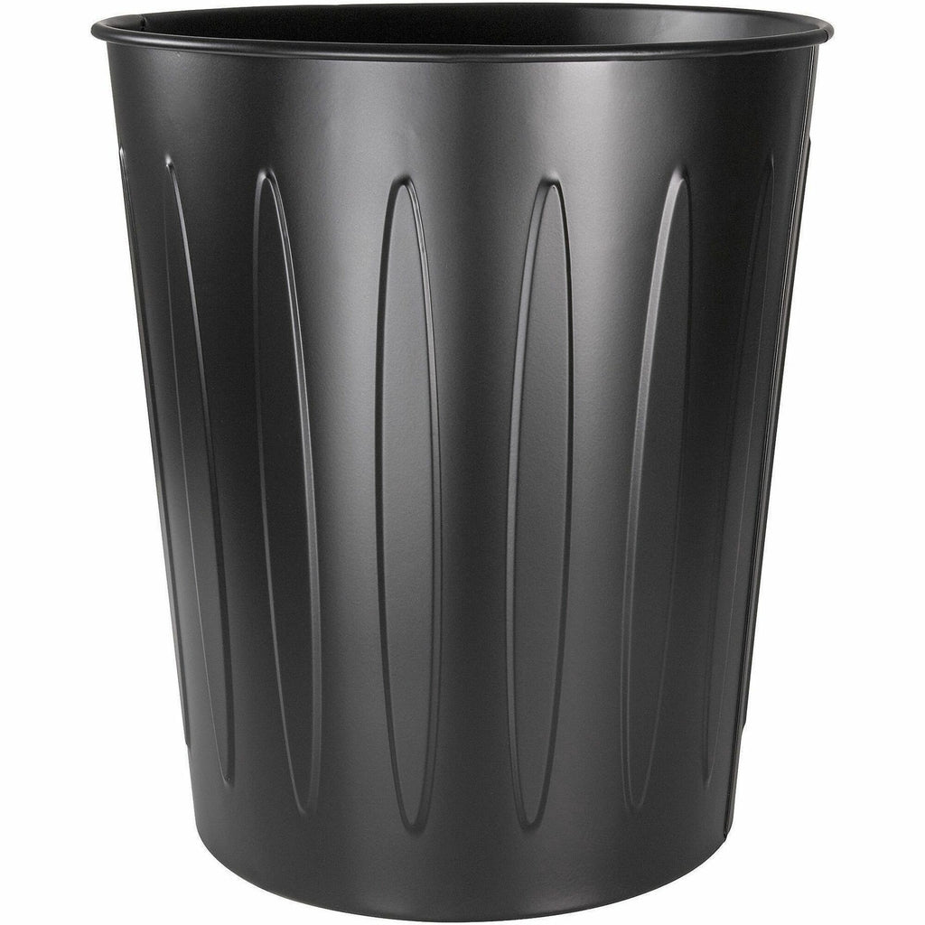 Genuine Joe 6-gallon Fire-safe Trash Can - 6 gal Capacity - Fire-Safe, Sturdy - 14" Height x 13" Diameter - Metal, Steel - Black - 1 Each