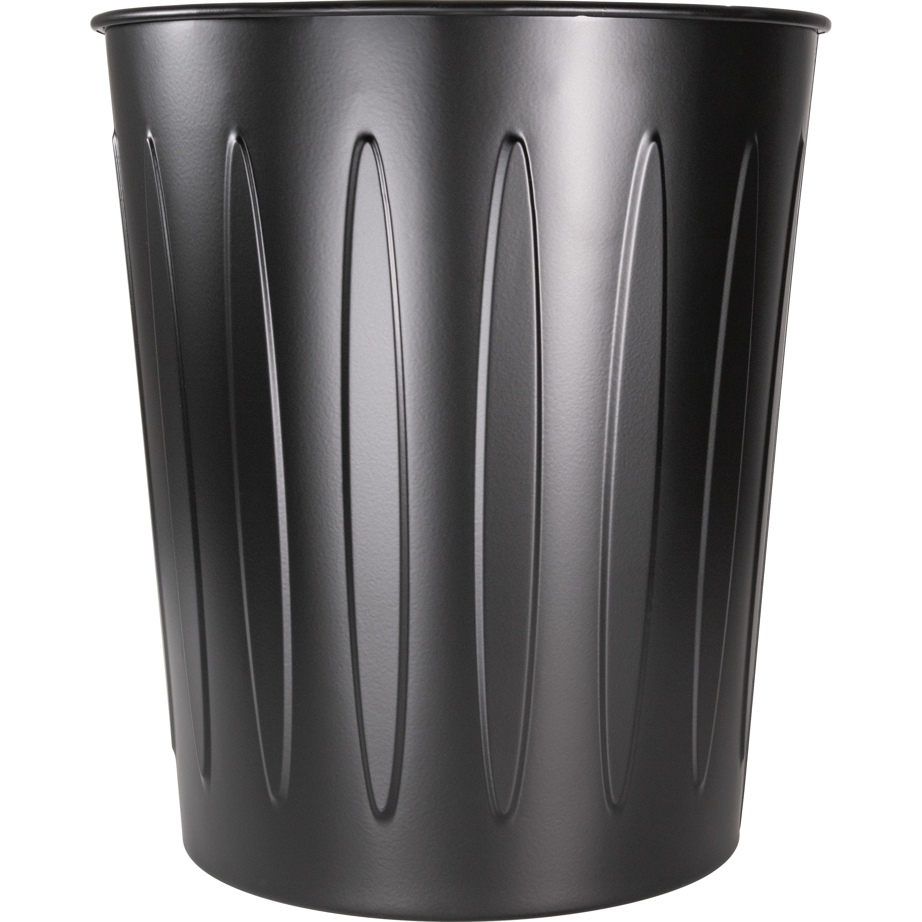 Genuine Joe 6-gallon Fire-safe Trash Can - 6 gal Capacity - Fire-Safe, Sturdy - 14" Height x 13" Diameter - Metal, Steel - Black - 1 Each - 2