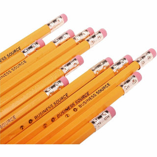 Business Source Woodcase No. 2 Pencils - #2 Lead - Yellow Wood Barrel - 1 Dozen