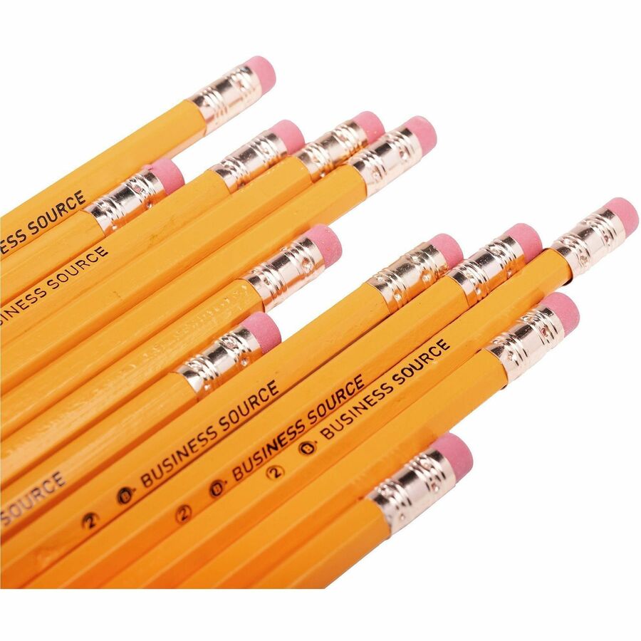 Business Source Woodcase No. 2 Pencils - #2 Lead - Yellow Wood Barrel - 1 Dozen