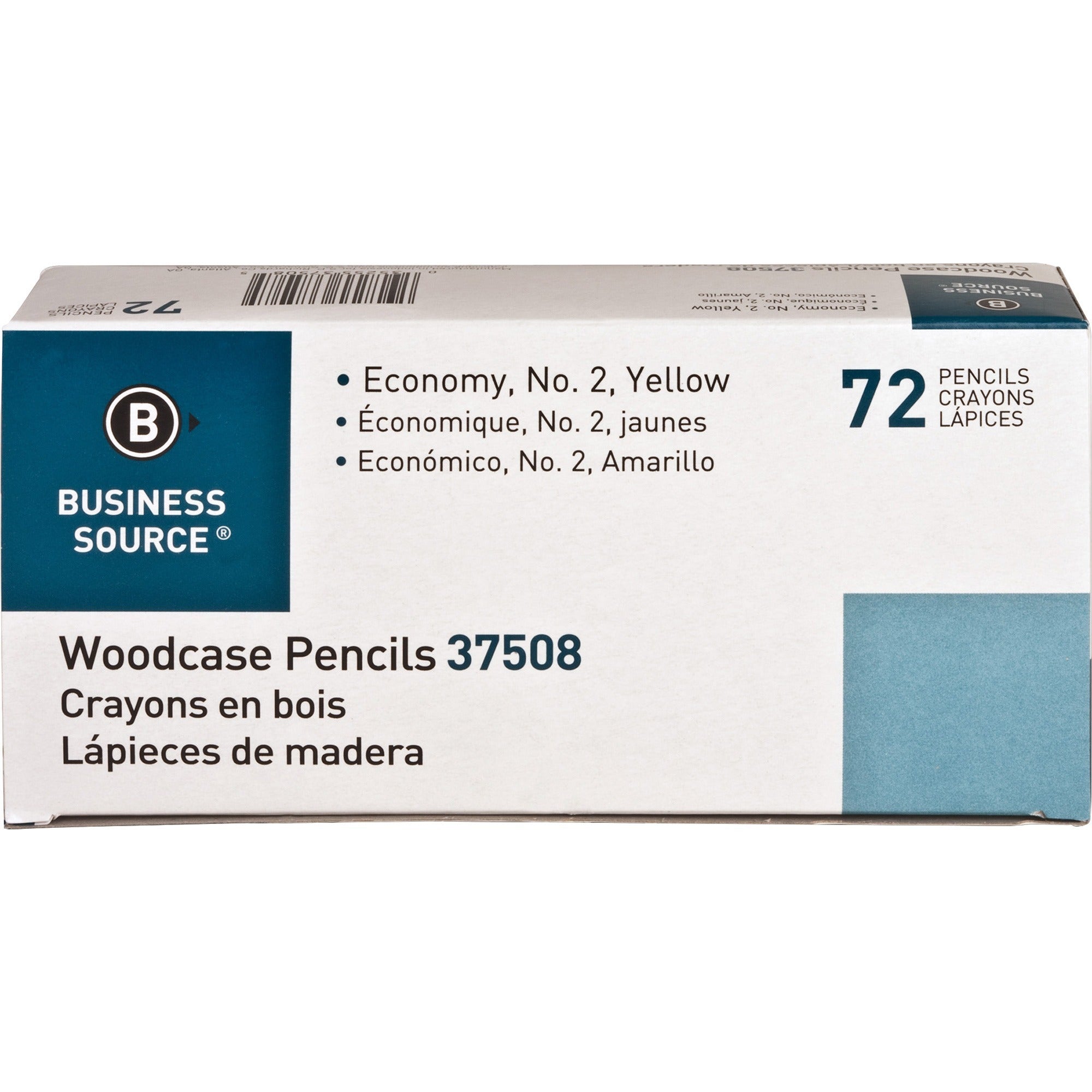 Business Source Woodcase No. 2 Pencils - #2 Lead - Yellow Wood Barrel - 72 / Box - 