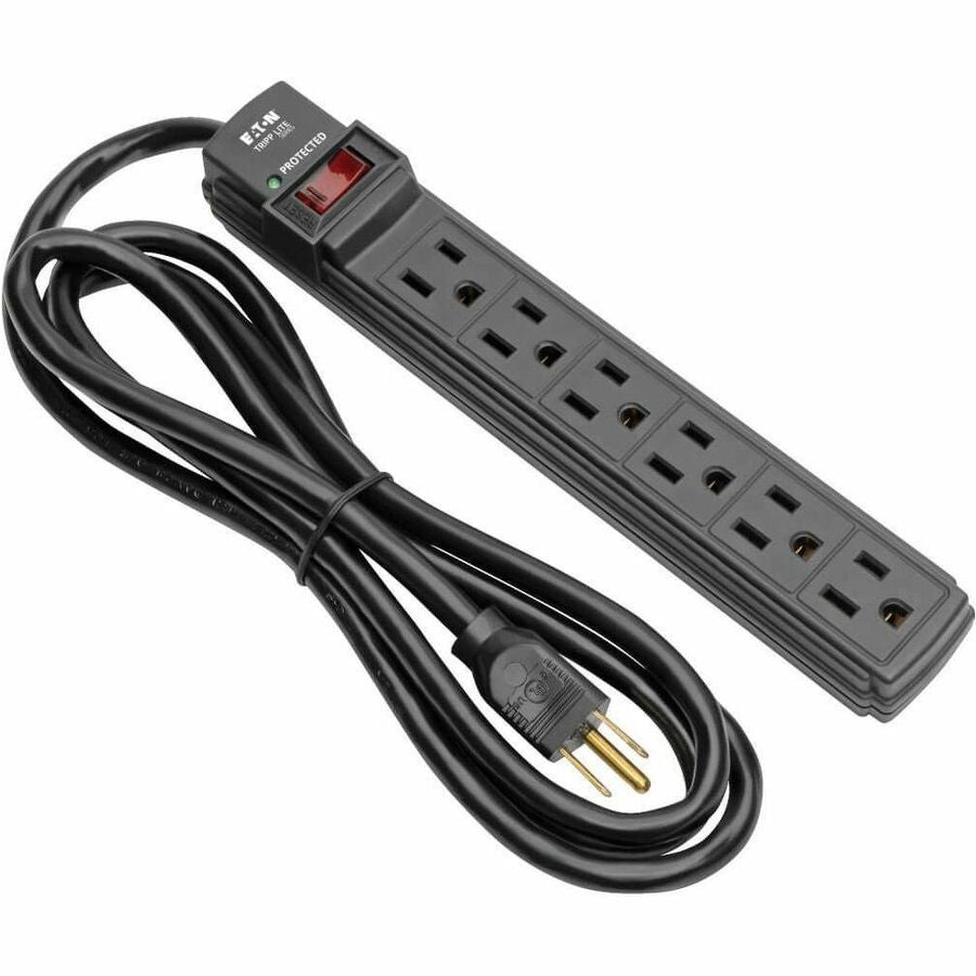 Tripp Lite by Eaton Protect It! 6-Outlet Surge Protector 6 ft. Cord 360 Joules Diagnostic LED Black Housing - 6 x NEMA 5-15R - 1875 VA - 360 J - 125 V AC Input - 125 V AC Output