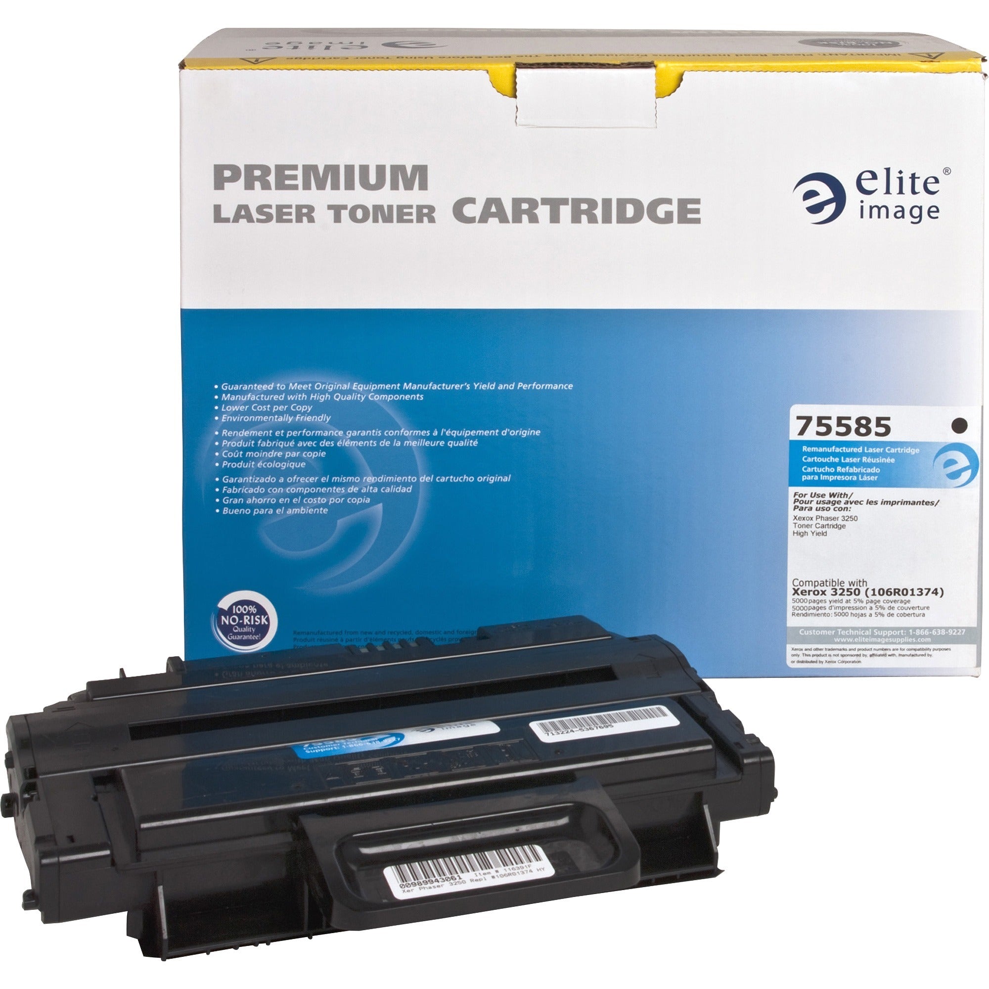 Elite Image Remanufactured Toner Cartridge - Alternative for Xerox (106R01374) - Laser - 5000 Pages - Black - 1 Each - 1
