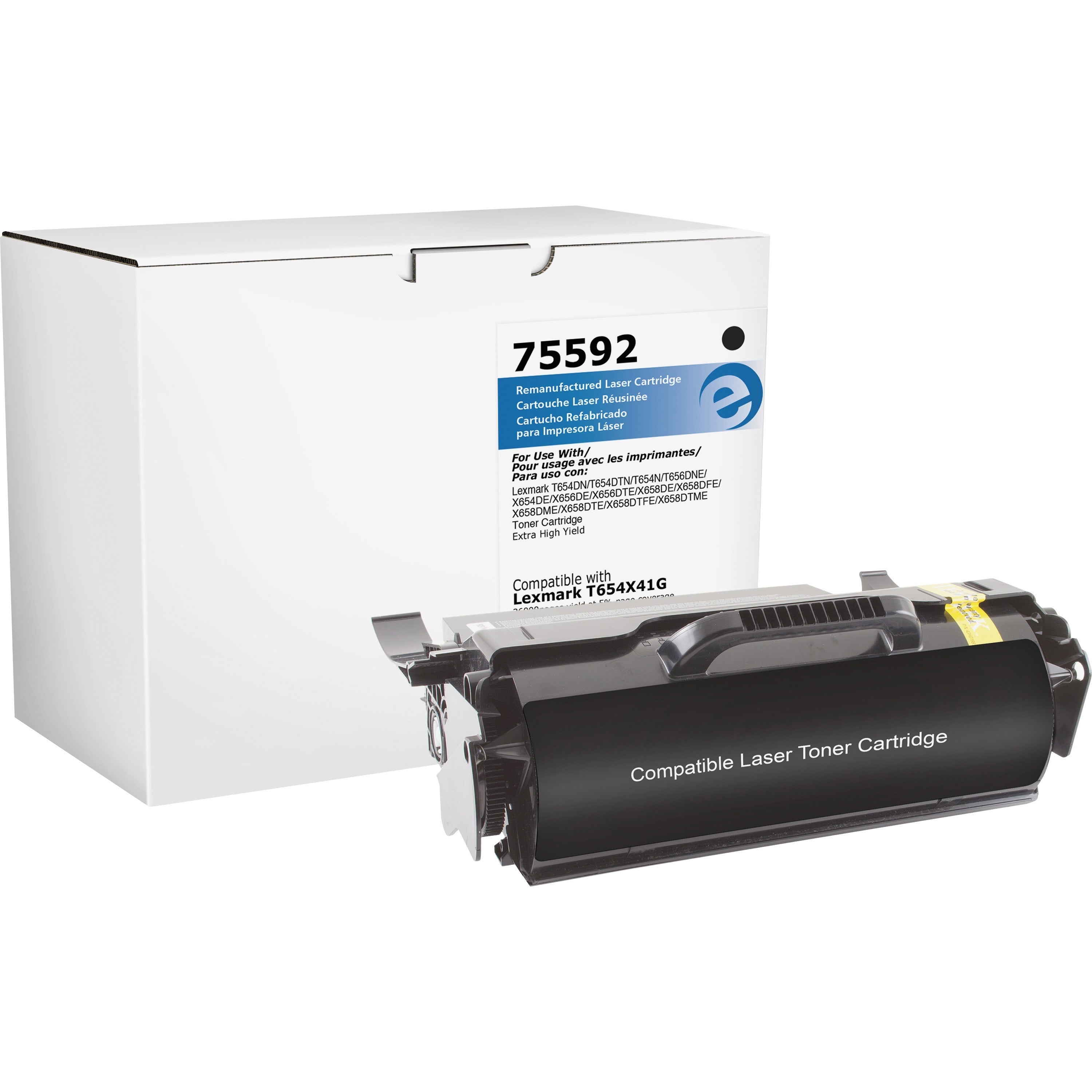 Elite Image Remanufactured High Yield Laser Toner Cartridge - Alternative for Lexmark T654X11A - Black - 1 Each - 36000 Pages - 1