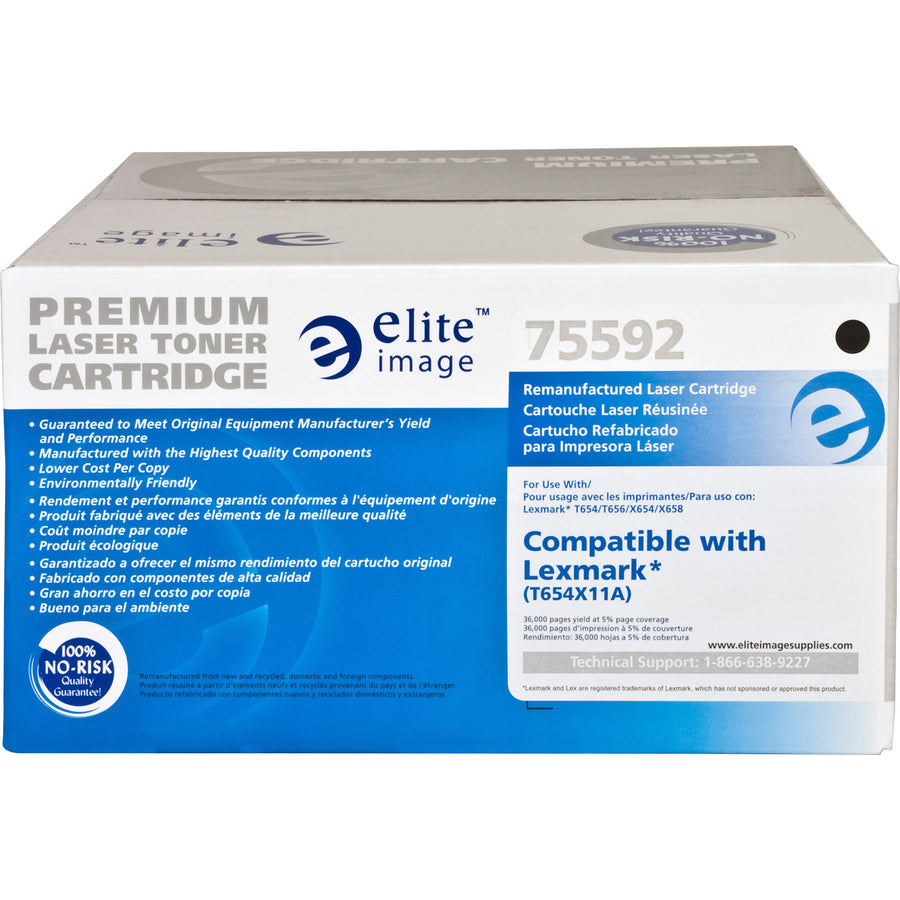Elite Image Remanufactured High Yield Laser Toner Cartridge - Alternative for Lexmark T654X11A - Black - 1 Each - 36000 Pages - 3