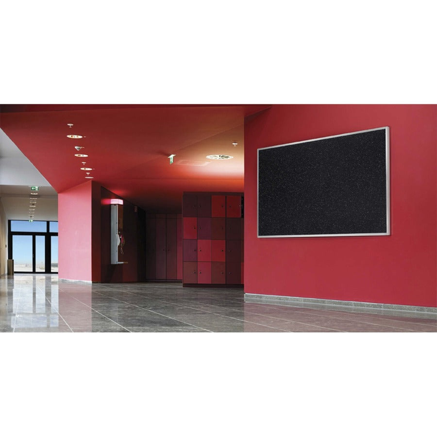 Ghent Recycled Bulletin Board with Aluminum Frame - 48" Height x 60" Width - Black Rubber Surface - Recyclable, Washable, Easy to Clean, Textured Surface, Self-healing, Durable, Tackable, Colorfast, Stain Resistant, Eco-friendly, Damage Resistant, ..