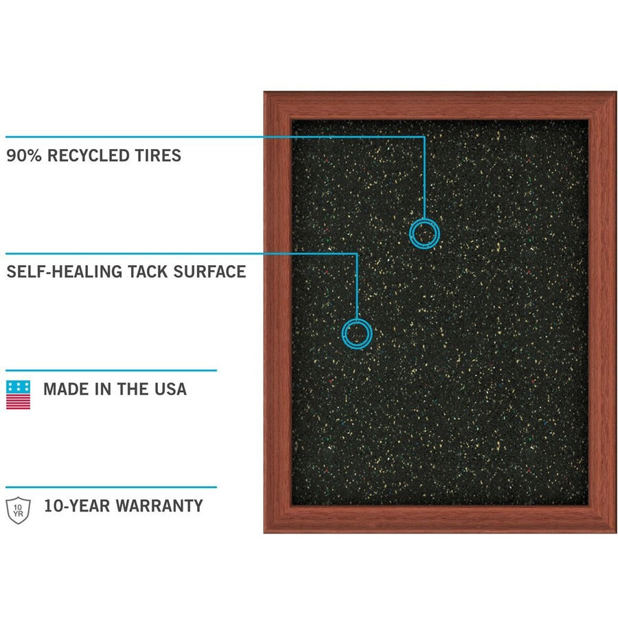 Ghent Recycled Bulletin Board with Aluminum Frame - 48" Height x 60" Width - Black Rubber Surface - Recyclable, Washable, Easy to Clean, Textured Surface, Self-healing, Durable, Tackable, Colorfast, Stain Resistant, Eco-friendly, Damage Resistant, ..