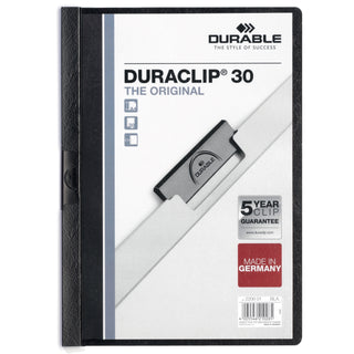 DuraClip Report Cover, Clip Fastener, 8.5 x 11, Clear/Black, 25/Box