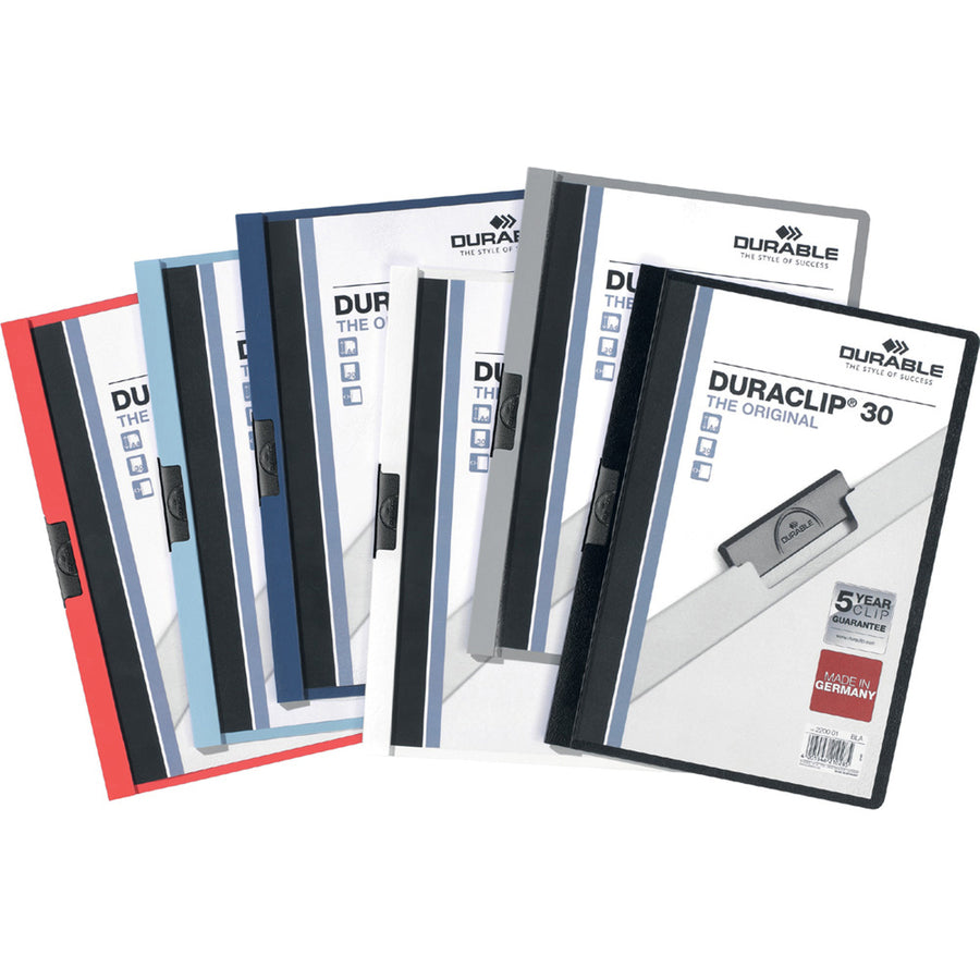 DuraClip Report Cover, Clip Fastener, 8.5 x 11, Clear/Black, 25/Box