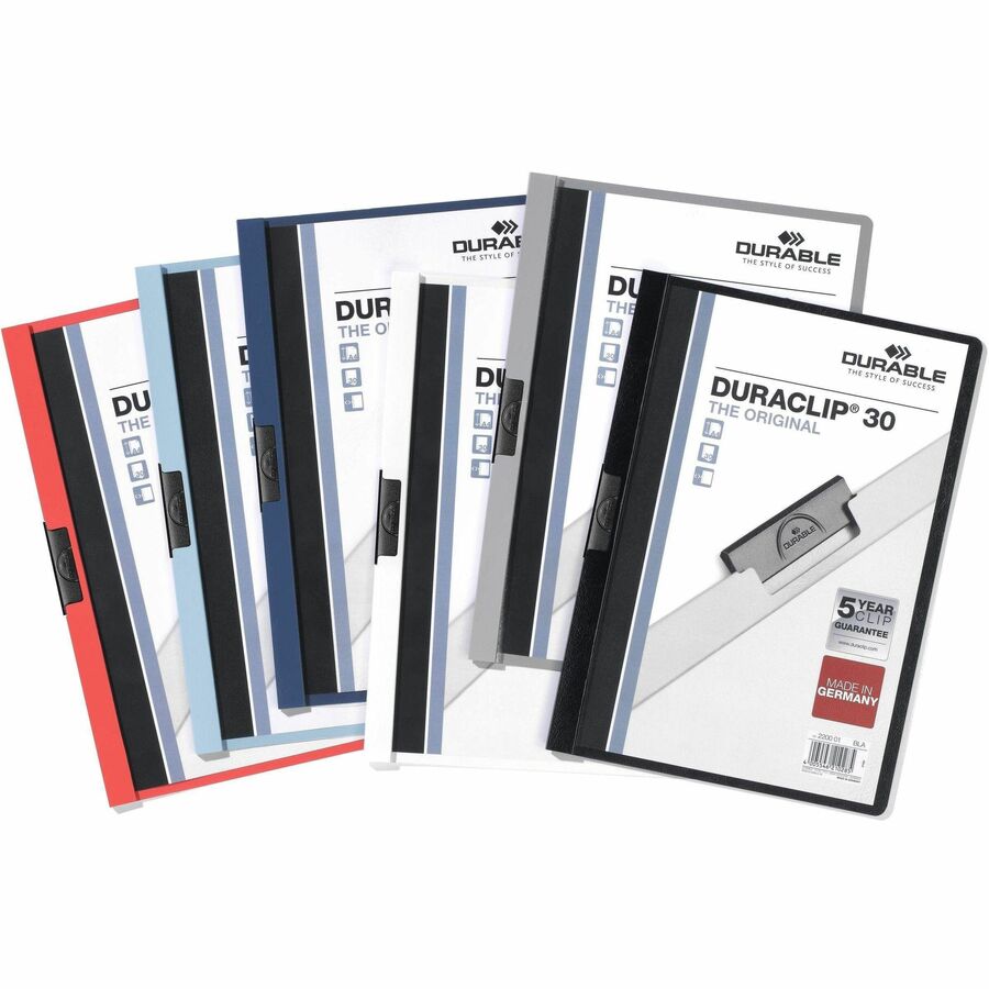 DuraClip Report Cover, Clip Fastener, Clear/Dark Blue, 25/Box