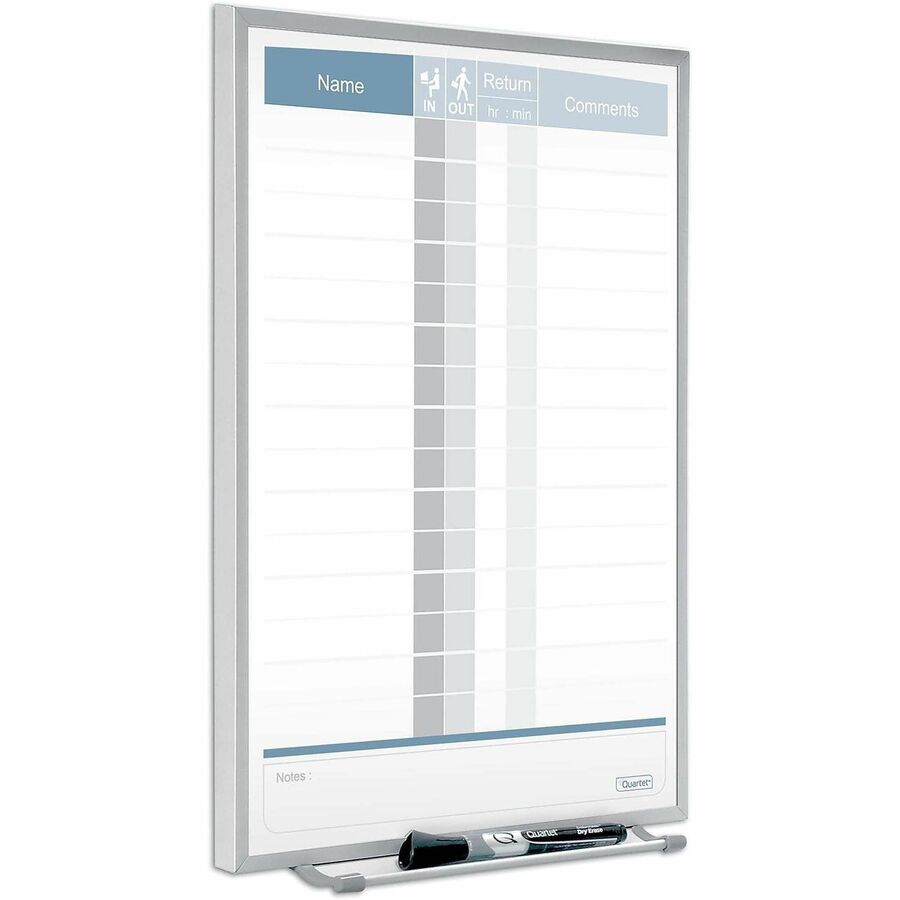 Quartet Matrix 15-employee In/Out Board - 16" Height x 11" Width - White Natural Cork Surface - Magnetic, Durable - Silver Frame - 1 Each