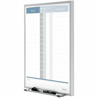 Quartet Matrix 15-employee In/Out Board - 16" Height x 11" Width - White Natural Cork Surface - Magnetic, Durable - Silver Frame - 1 Each