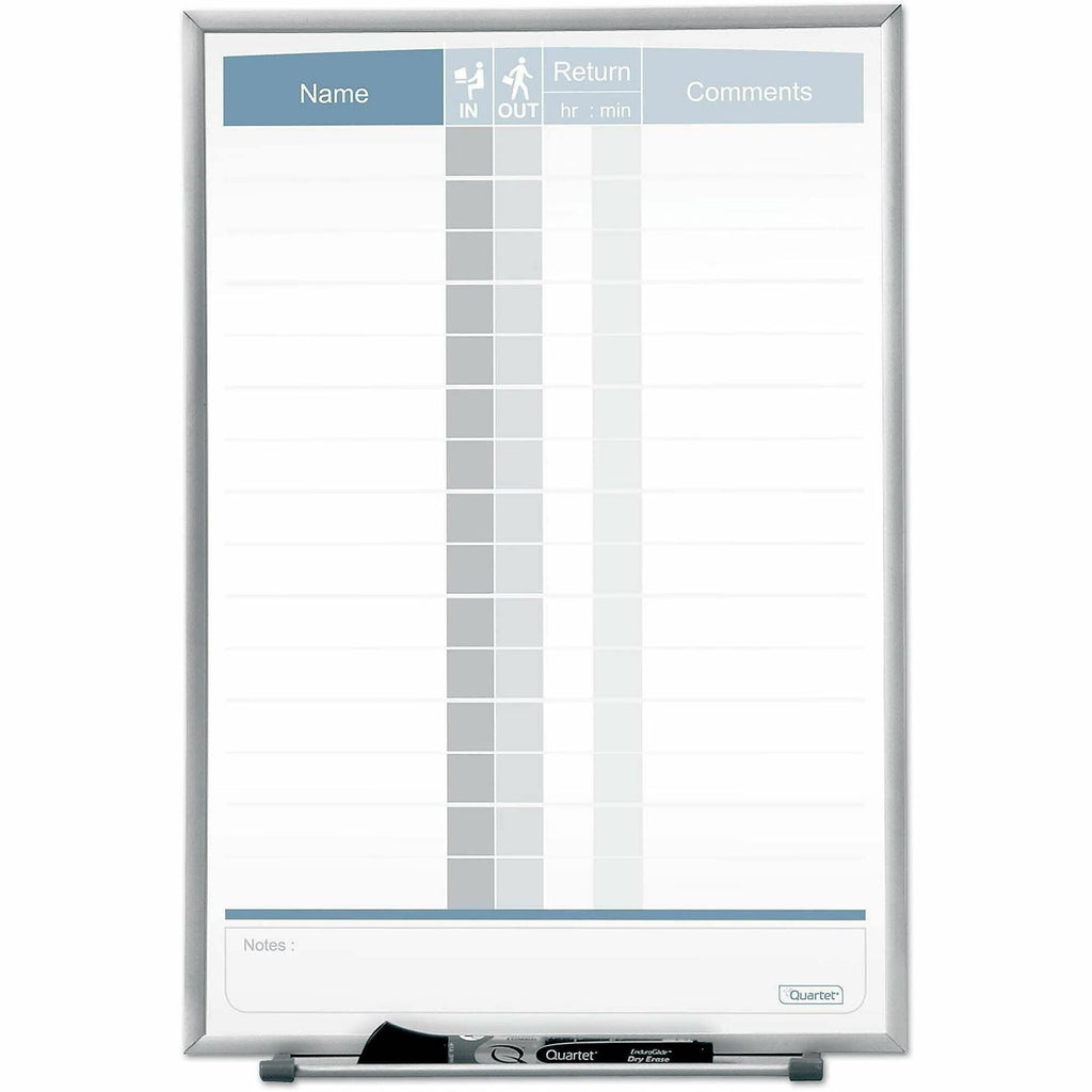 Quartet Matrix 15-employee In/Out Board - 16" Height x 11" Width - White Natural Cork Surface - Magnetic, Durable - Silver Frame - 1 Each