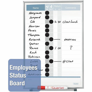 Quartet Matrix 15-employee In/Out Board - 16" Height x 11" Width - White Natural Cork Surface - Magnetic, Durable - Silver Frame - 1 Each