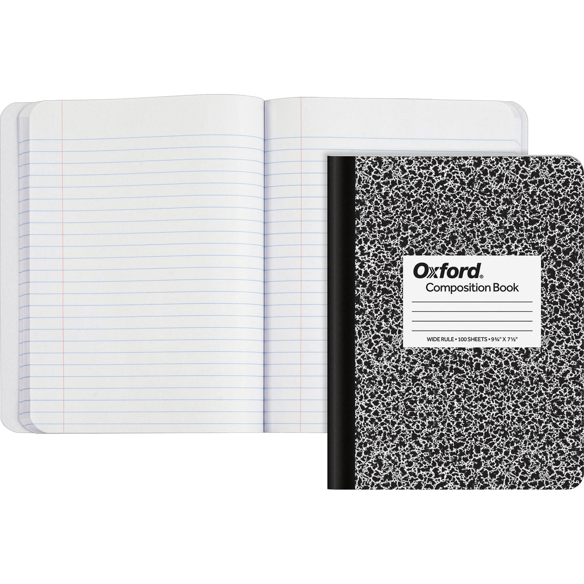 Composition Book, Wide/Legal Rule, Black Marble Cover, (100) 9.75 x 7.5 Sheets