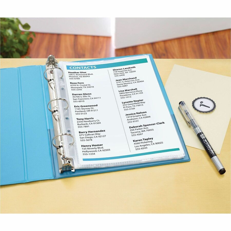 Avery Mini Diamond Clear Heavyweight Sheet Protectors - 1 x Sheet Capacity - 5 1/2" x 8 1/2" Sheet - 7 x Holes - 3 x Rings - Ring Binder - Top Loading - Rectangular - Clear - Polypropylene - 10 / Carton