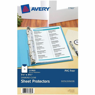 Avery Mini Diamond Clear Heavyweight Sheet Protectors - 1 x Sheet Capacity - 5 1/2" x 8 1/2" Sheet - 7 x Holes - 3 x Rings - Ring Binder - Top Loading - Rectangular - Clear - Polypropylene - 10 / Carton