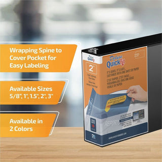 QuickFit Landscape Round Ring View Binder for Spreadsheets - 2" Binder Capacity - Legal - 8 1/2" x 14" Sheet Size - Round Ring Fastener(s) - 2 Internal Pocket(s) - Black - Recycled - Heavy Duty - 1 Each