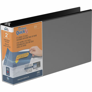 QuickFit Landscape Round Ring View Binder for Spreadsheets - 2" Binder Capacity - Legal - 8 1/2" x 14" Sheet Size - Round Ring Fastener(s) - 2 Internal Pocket(s) - Black - Recycled - Heavy Duty - 1 Each