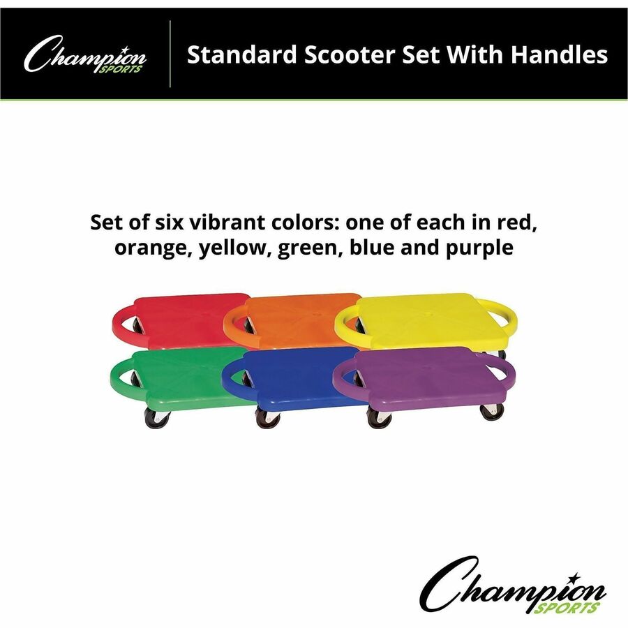 Champion Sports Standard Scooter Set w/Handles - Blue, Green, Orange, Red, Yellow, Purple - Plastic