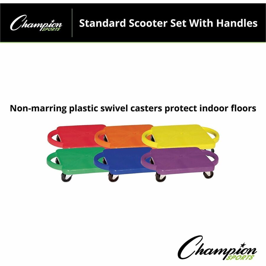 Champion Sports Standard Scooter Set w/Handles - Blue, Green, Orange, Red, Yellow, Purple - Plastic