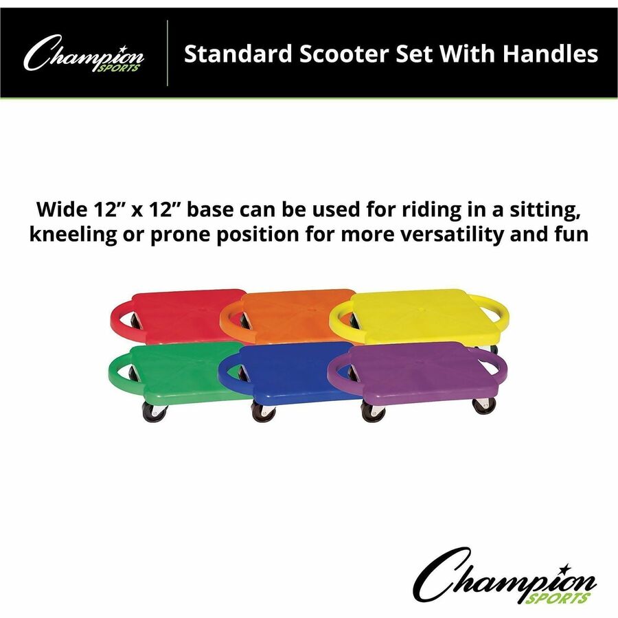 Champion Sports Standard Scooter Set w/Handles - Blue, Green, Orange, Red, Yellow, Purple - Plastic