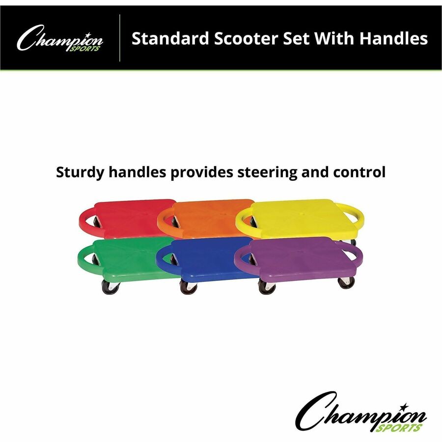 Champion Sports Standard Scooter Set w/Handles - Blue, Green, Orange, Red, Yellow, Purple - Plastic