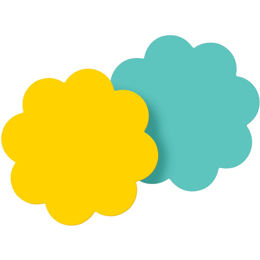 Post-it Super Sticky Die-Cut Notes - 150 x Assorted - 3" x 3" - Daisy - Yellow, Blue - Self-adhesive - 2 / Pack - 3