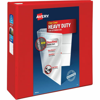 Heavy-Duty View Binder with DuraHinge and Locking One Touch EZD Rings, 3 Rings, 4" Capacity, 11 x 8.5, Red