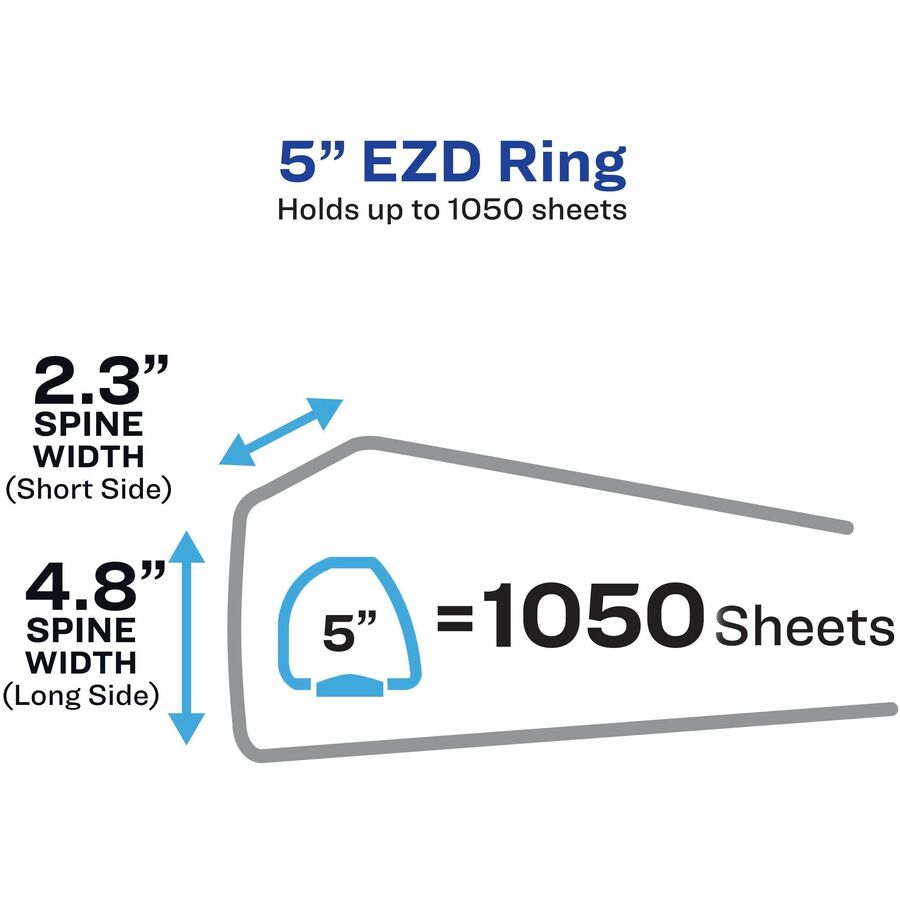 Heavy-Duty View Binder with DuraHinge and Locking One Touch EZD Rings, 3 Rings, 5" Capacity, 11 x 8.5, Red
