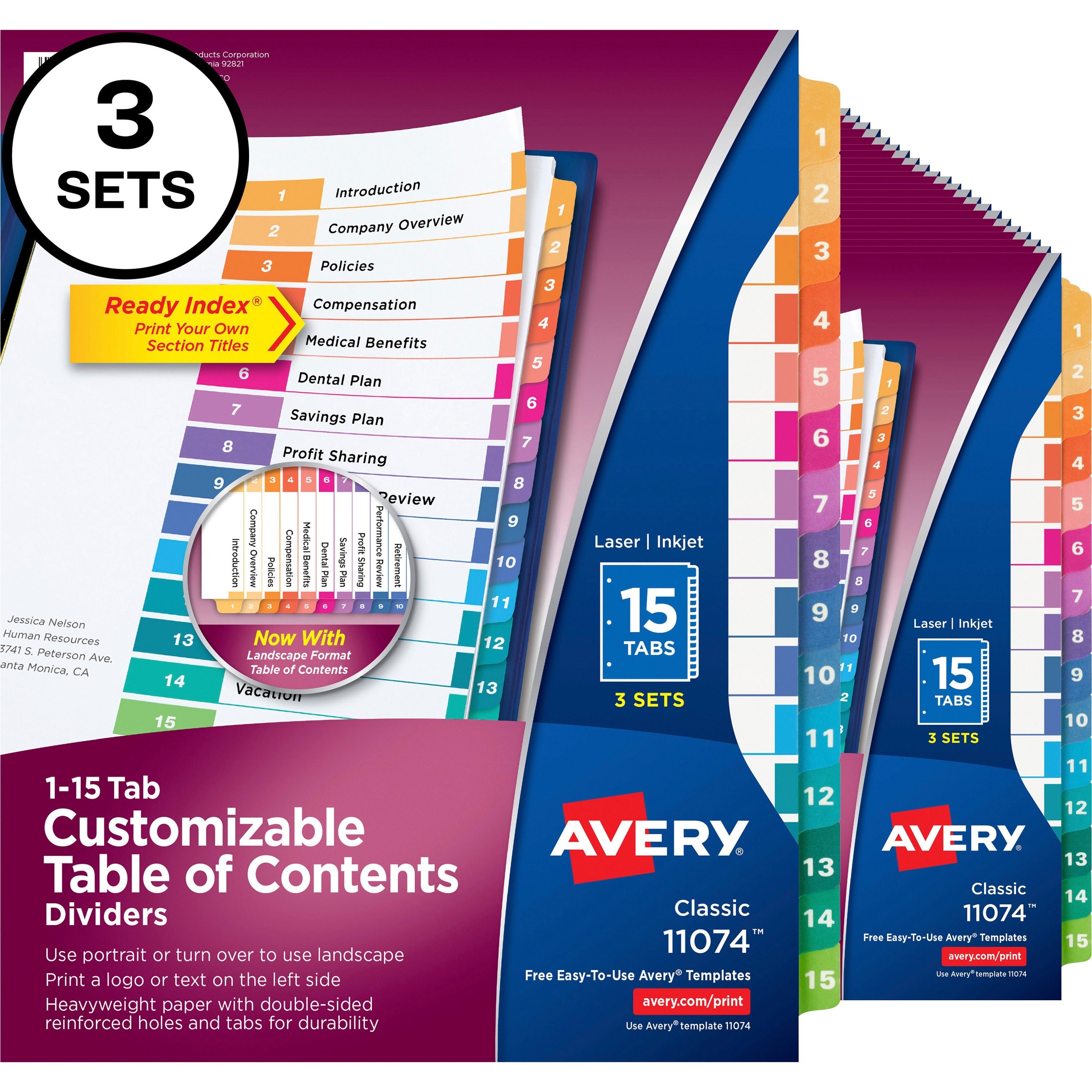 avery-customizable-table-of-contents-dividers-ready-indexr-printable-section-titles-preprinted-1-15-multicolor-tabs-3-sets-11074_ave11074 - 1