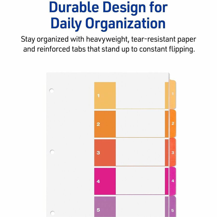 Avery Customizable Table of Contents Dividers, Ready Index(R) Printable Section Titles, Preprinted 1-5 Multicolor Tabs, 3 Sets (11070)
