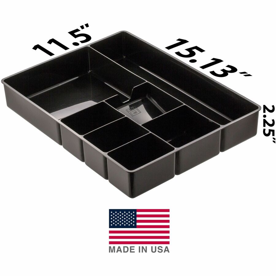 Officemate Deep Desk Drawer Tray - 7 Compartment(s) - 2.3" Height x 11.5" Width15.1" Length - Black - 1 Each - 