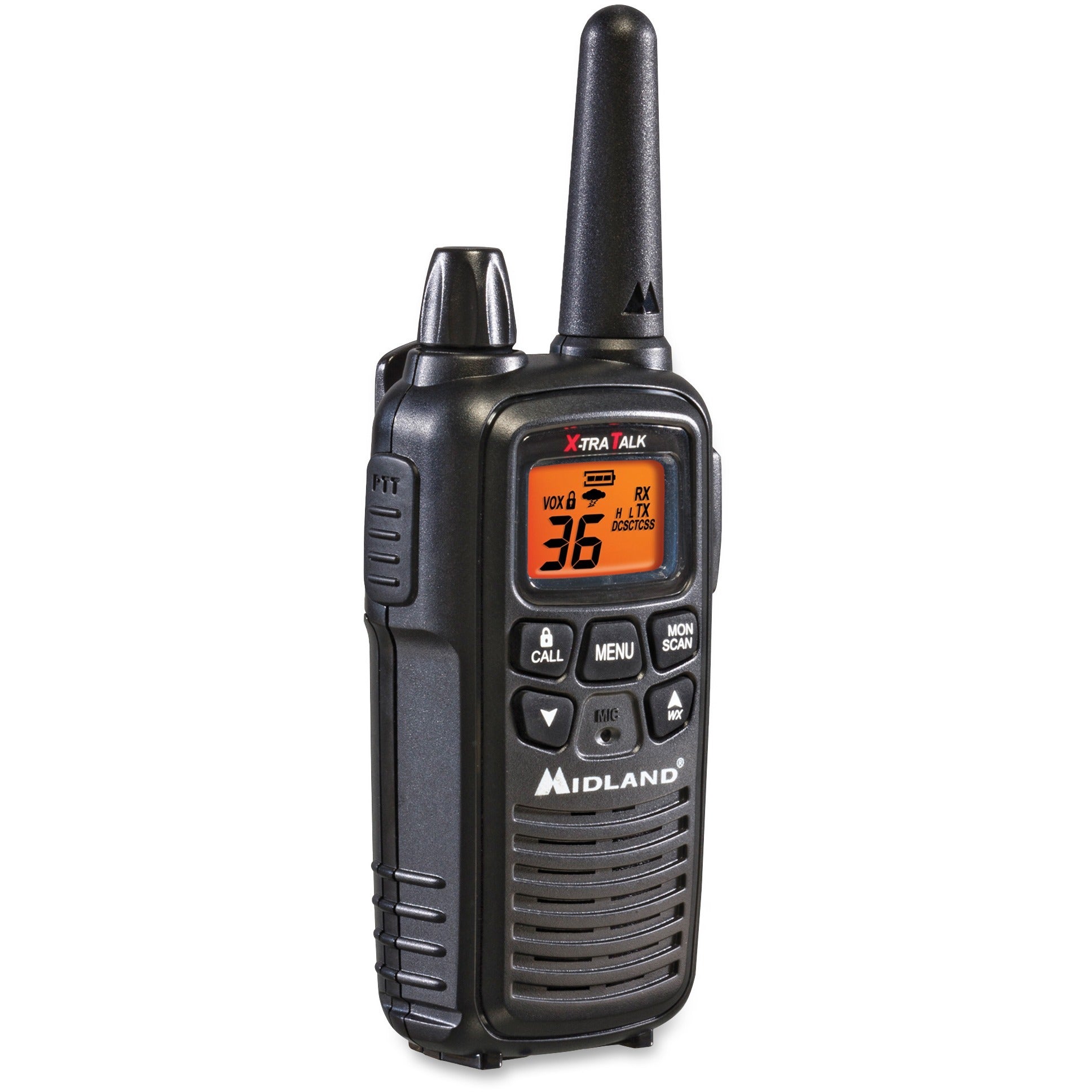 Midland LXT600VP3 Two-Way Radio - 36 Radio Channels - 22 GMRS/FRS - Upto 158400 ft - 121 Total Privacy Codes - Hands-free, Silent Operation - Water Resistant - Black - 2 Each - 