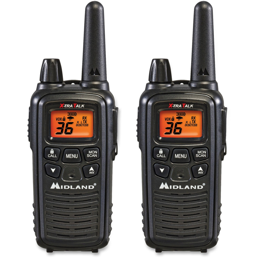 Midland LXT600VP3 Two-Way Radio - 36 Radio Channels - 22 GMRS/FRS - Upto 158400 ft - 121 Total Privacy Codes - Hands-free, Silent Operation - Water Resistant - Black - 2 Each - 