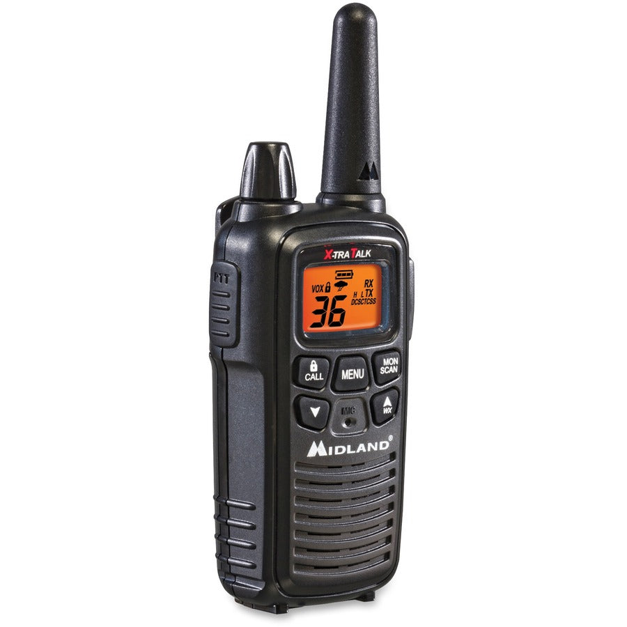 Midland LXT600VP3 Two-Way Radio - 36 Radio Channels - 22 GMRS/FRS - Upto 158400 ft - 121 Total Privacy Codes - Hands-free, Silent Operation - Water Resistant - Black - 2 Each