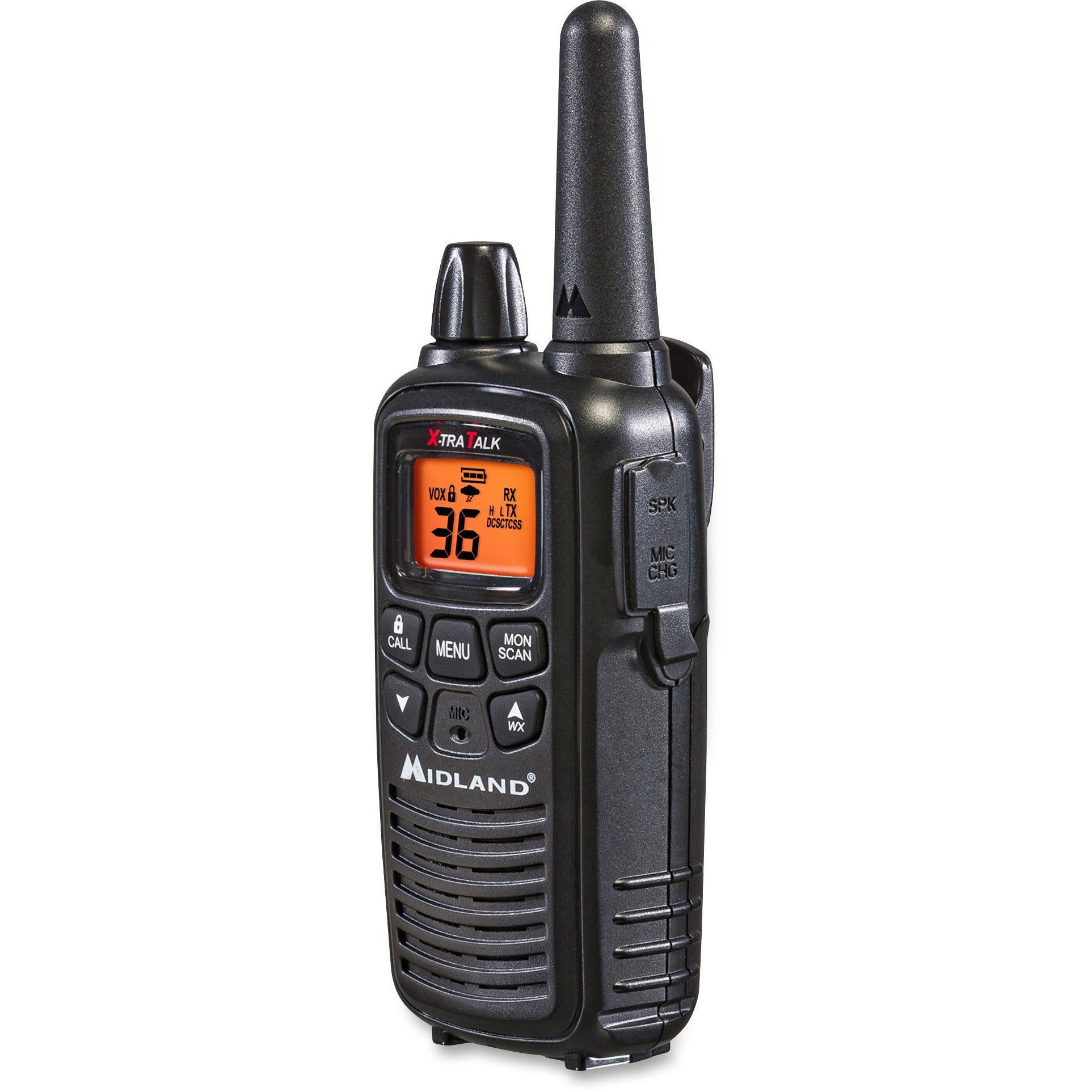 Midland LXT600VP3 Two-Way Radio - 36 Radio Channels - 22 GMRS/FRS - Upto 158400 ft - 121 Total Privacy Codes - Hands-free, Silent Operation - Water Resistant - Black - 2 Each - 