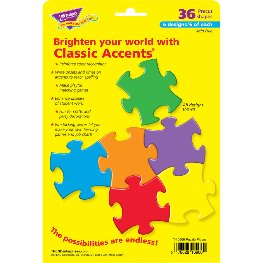 Trend Accents Interlocking Puzzle - 5.50" - Theme/Subject: Learning - 6-10 Year36 Piece