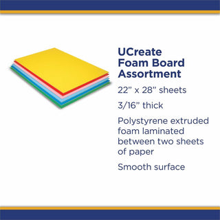 UCreate Economy Foam Boards - 30"Height x 20"Width - 12 / Carton - Assorted - Foam - 