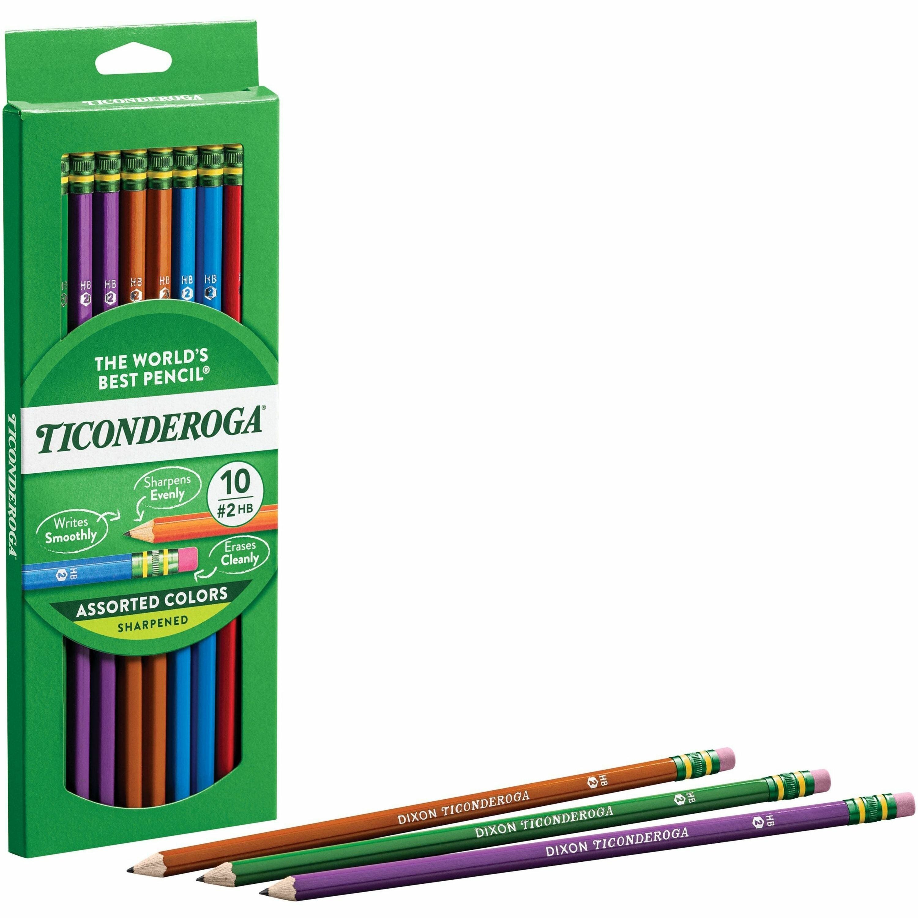 Ticonderoga Pre-Sharpened No. 2 Pencils - #2 Lead - Graphite Lead - Assorted Wood Barrel - 10 / Pack - 