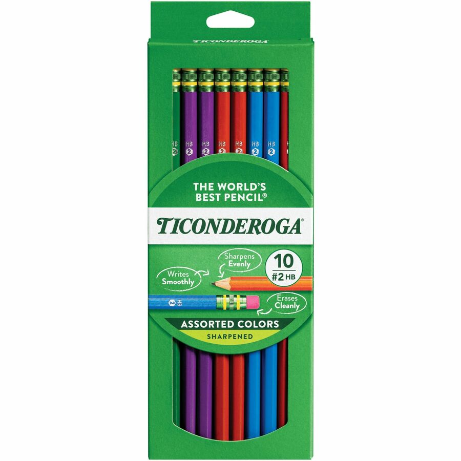 Ticonderoga Pre-Sharpened No. 2 Pencils - #2 Lead - Graphite Lead - Assorted Wood Barrel - 10 / Pack - 