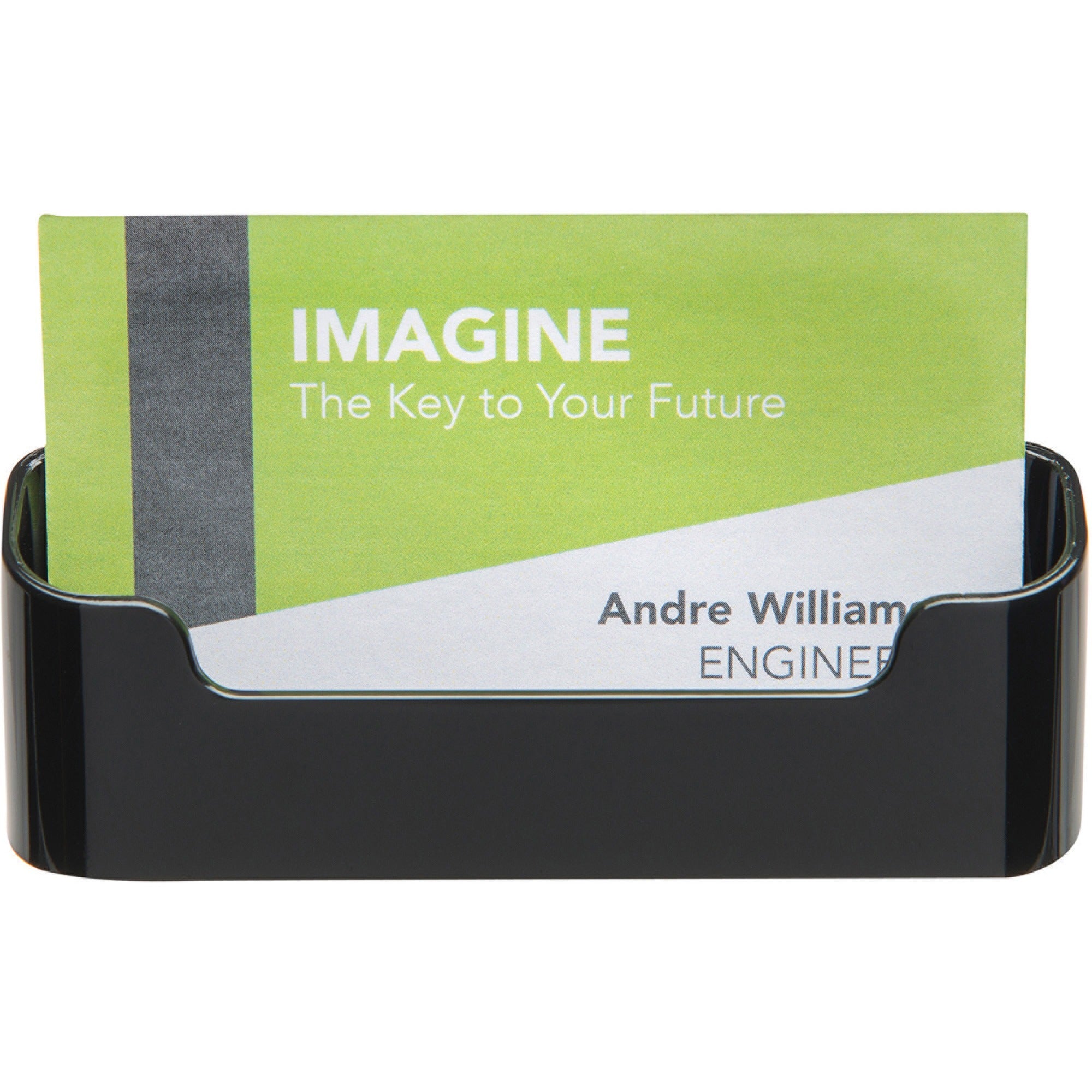 Deflecto Single Business Card Holder - 1.8" x 3.9" x 1.4" x - Plastic - 1 Each - Black - 