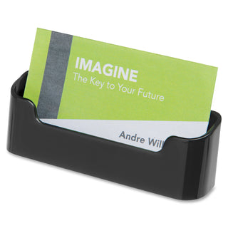 Deflecto Single Business Card Holder - 1.8" x 3.9" x 1.4" x - Plastic - 1 Each - Black - 