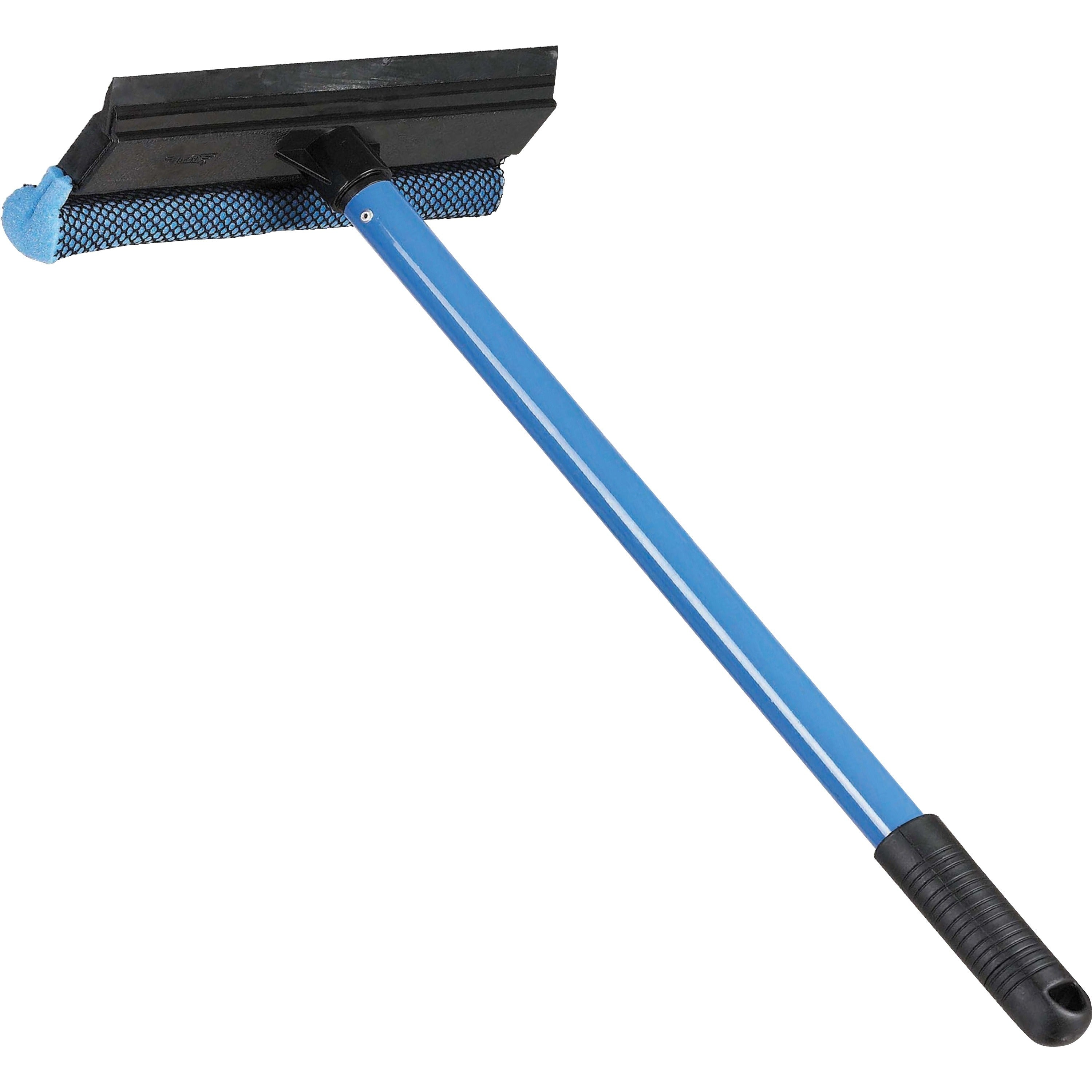 Ettore Auto Squeegee Scrubber - 8" Rubber Blade - 16" Aluminum Handle - 3" Height x 7.8" Width x 22" Length - Durable, Streak-free, Lightweight - Blue - 1Each