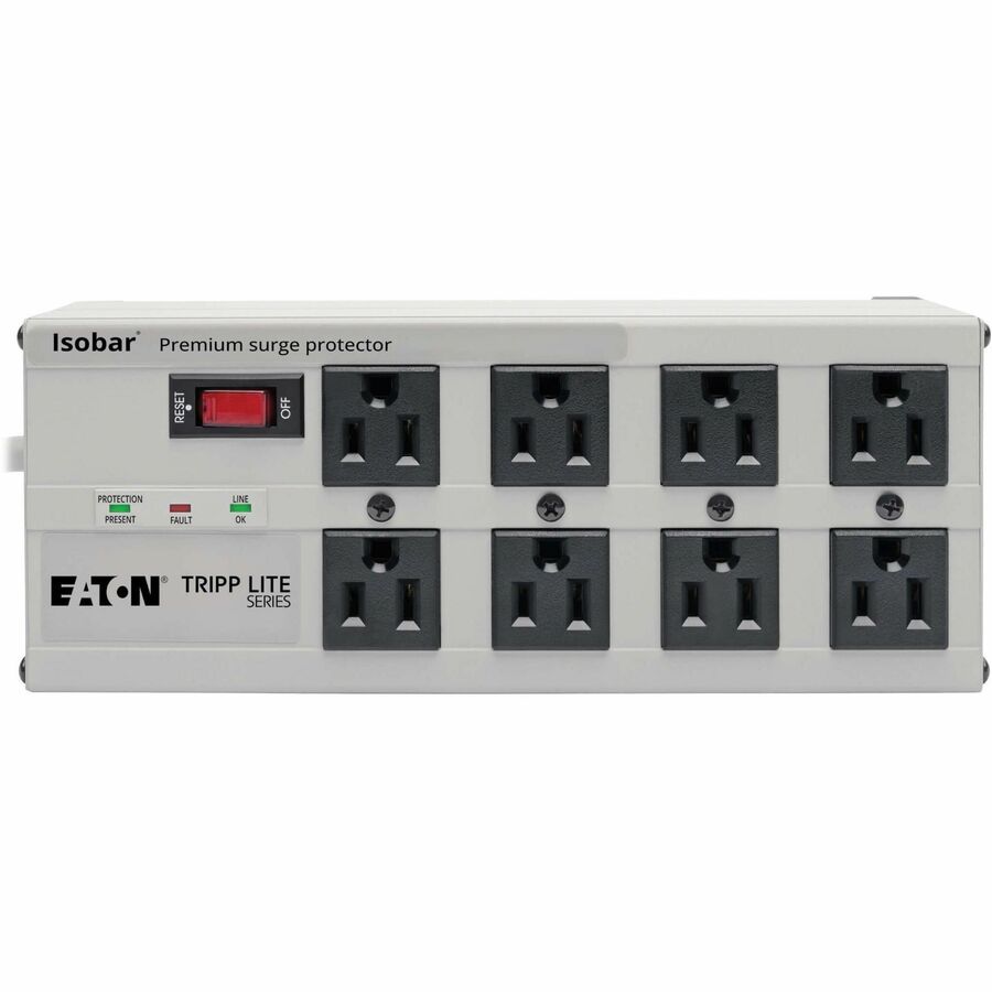 Isobar Surge Protector, 8 AC Outlets, 12 ft Cord, 3,840 J, Light Gray