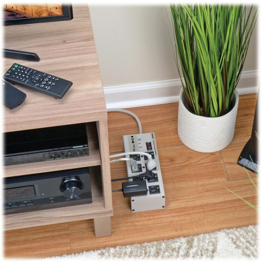 Isobar Surge Protector, 8 AC Outlets, 12 ft Cord, 3,840 J, Light Gray