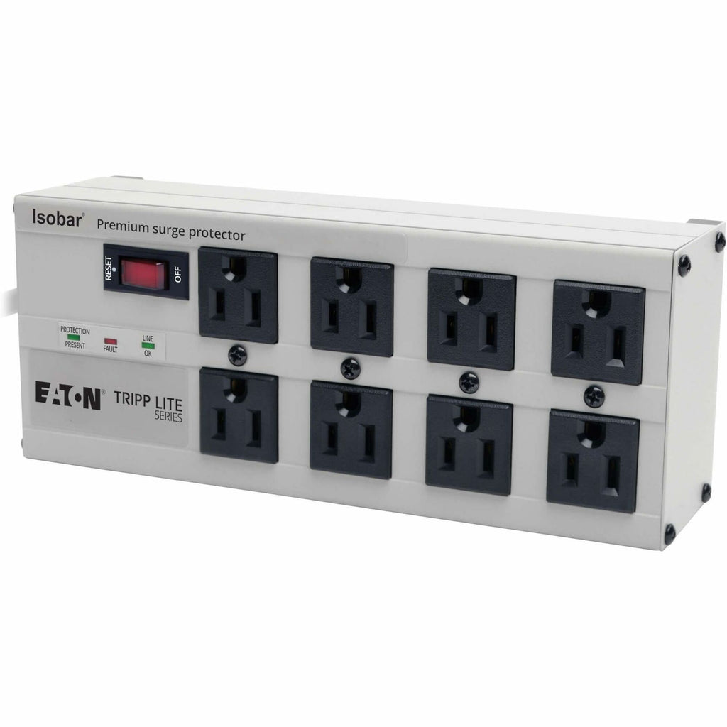 Isobar Surge Protector, 8 AC Outlets, 12 ft Cord, 3,840 J, Light Gray