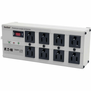 Isobar Surge Protector, 8 AC Outlets, 12 ft Cord, 3,840 J, Light Gray
