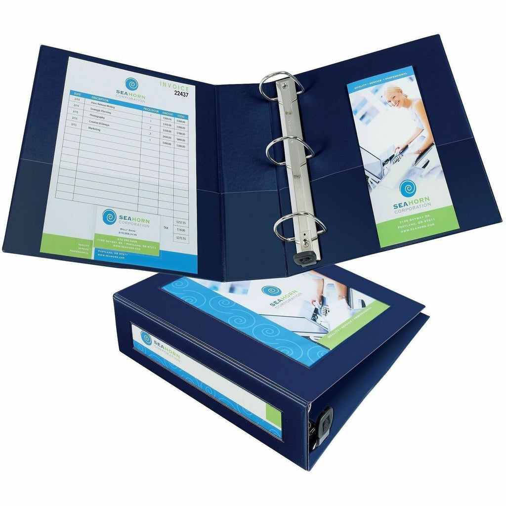 Framed View Heavy-Duty Binders, 3 Rings, 3" Capacity, 11 x 8.5, Navy Blue