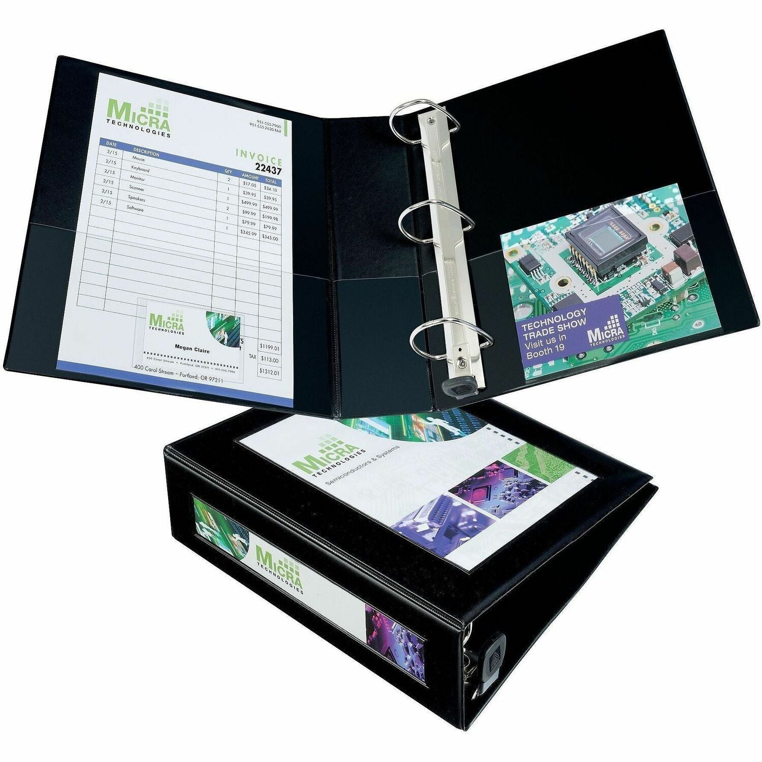 Framed View Heavy-Duty Binders, 3 Rings, 3" Capacity, 11 x 8.5, Black